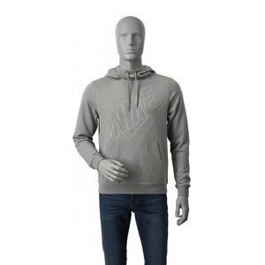 Nike Men's Big Logo Hoodie XL Gray White Pullover Sweatshirt Made in Pakistan